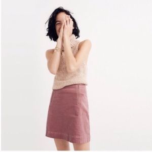 NWT Madewell Pink Velvet Mini Skirt